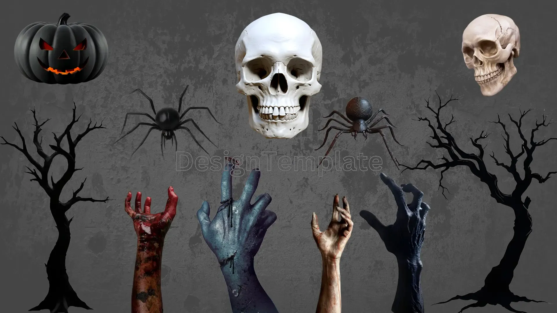 Halloween Horror Graphic Design Set 3D Elements Pack